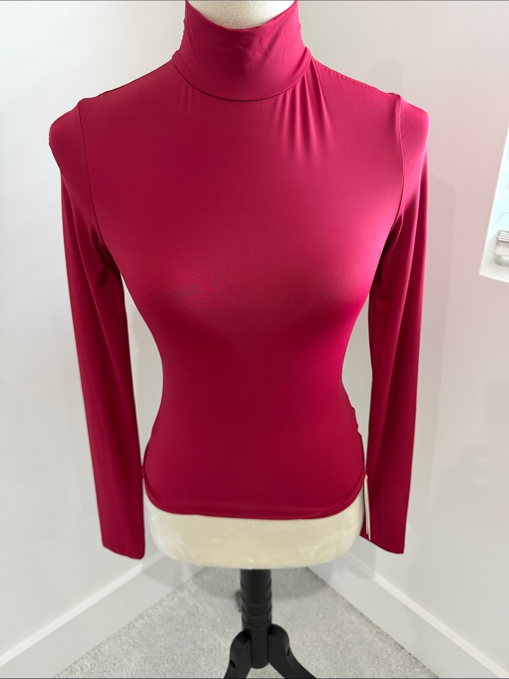 Women's Long Sleeve Turtleneck Top in dark red